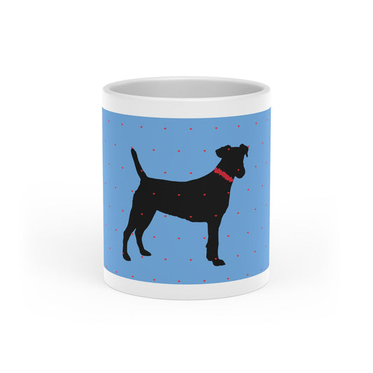 Black Dog Heart-Shaped Mug