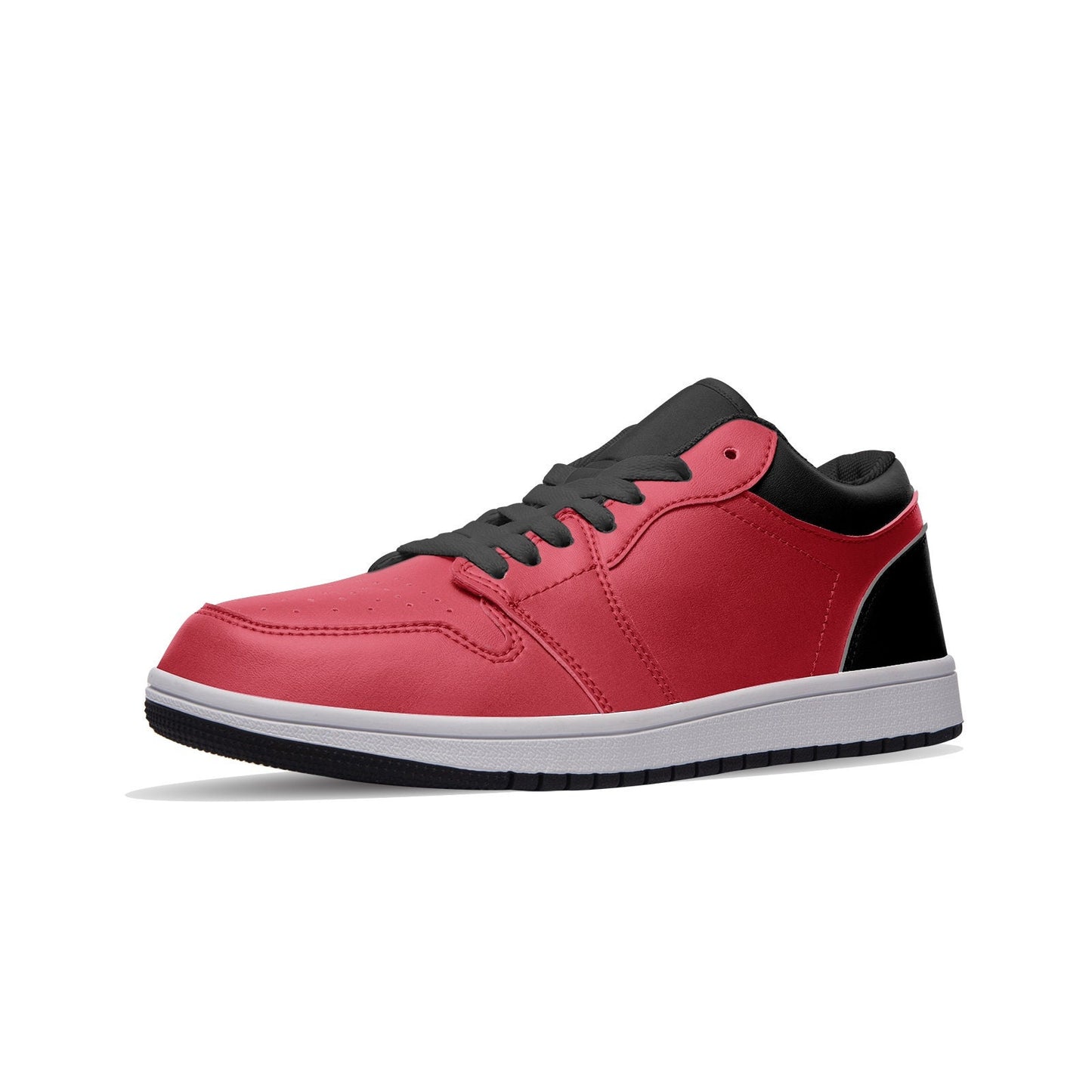 Unisex Low Top Leather Red and Black Sneakers