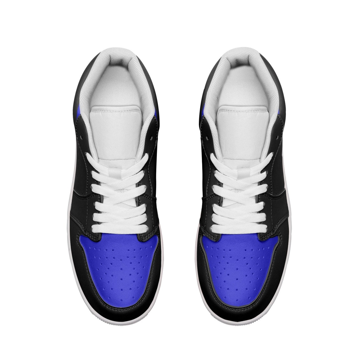 Black and Blue Sneakers Unisex Low Top Leather Sneakers
