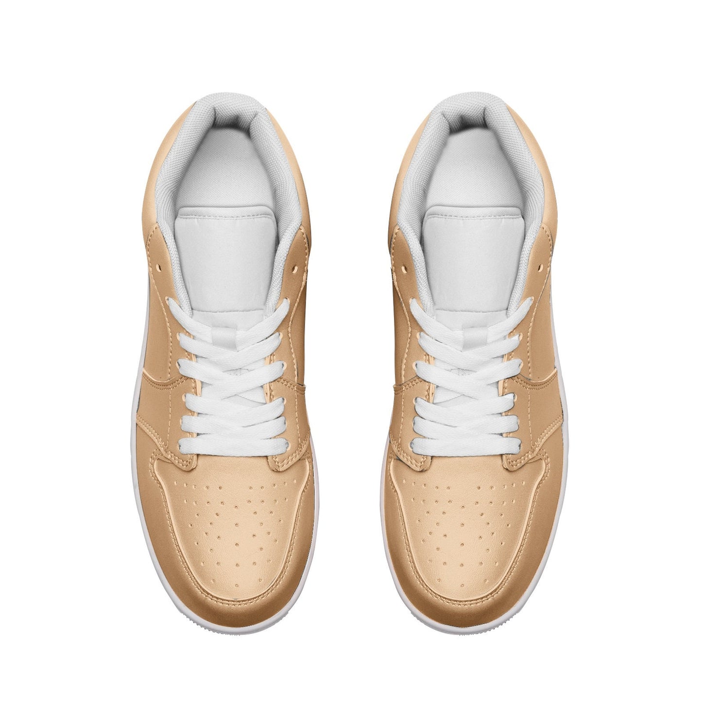Unisex Low Top Leather Light Brown and Tan Sneakers