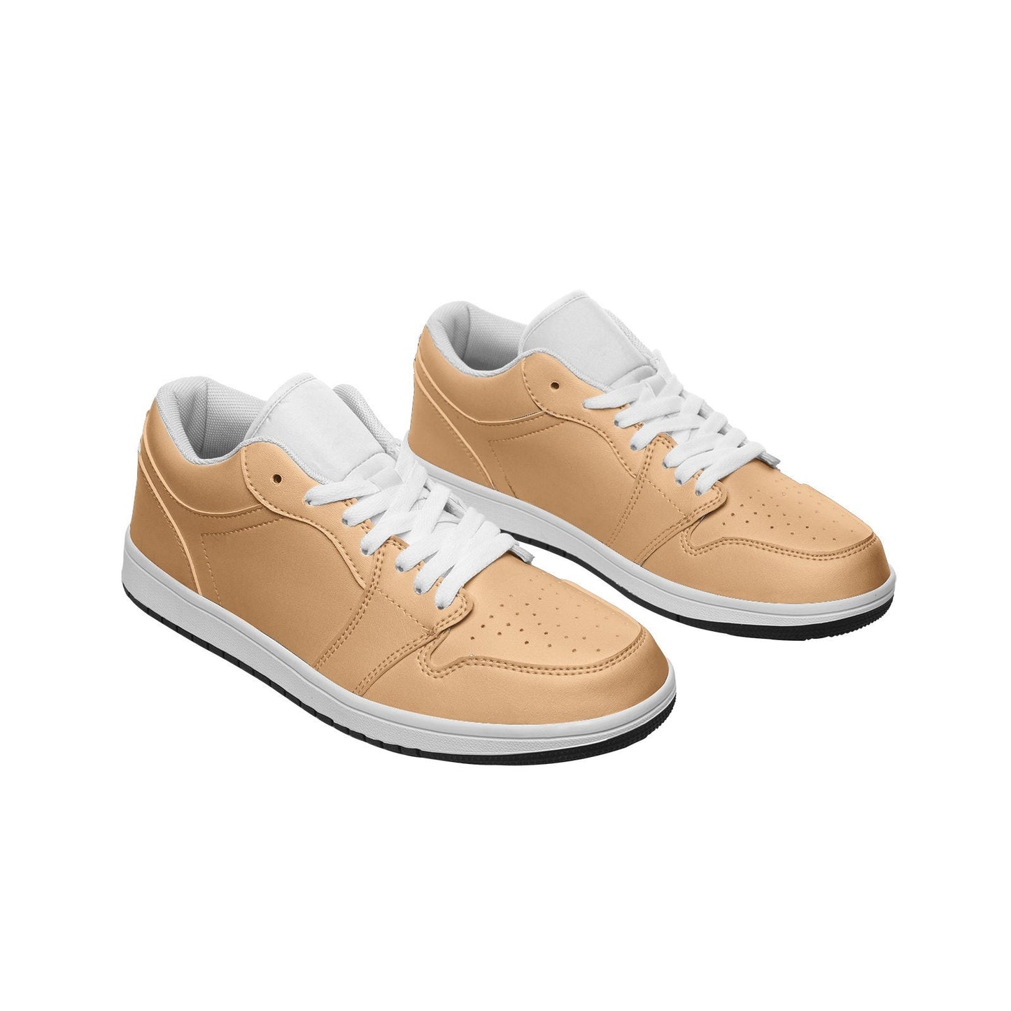 Unisex Low Top Leather Light Brown and Tan Sneakers