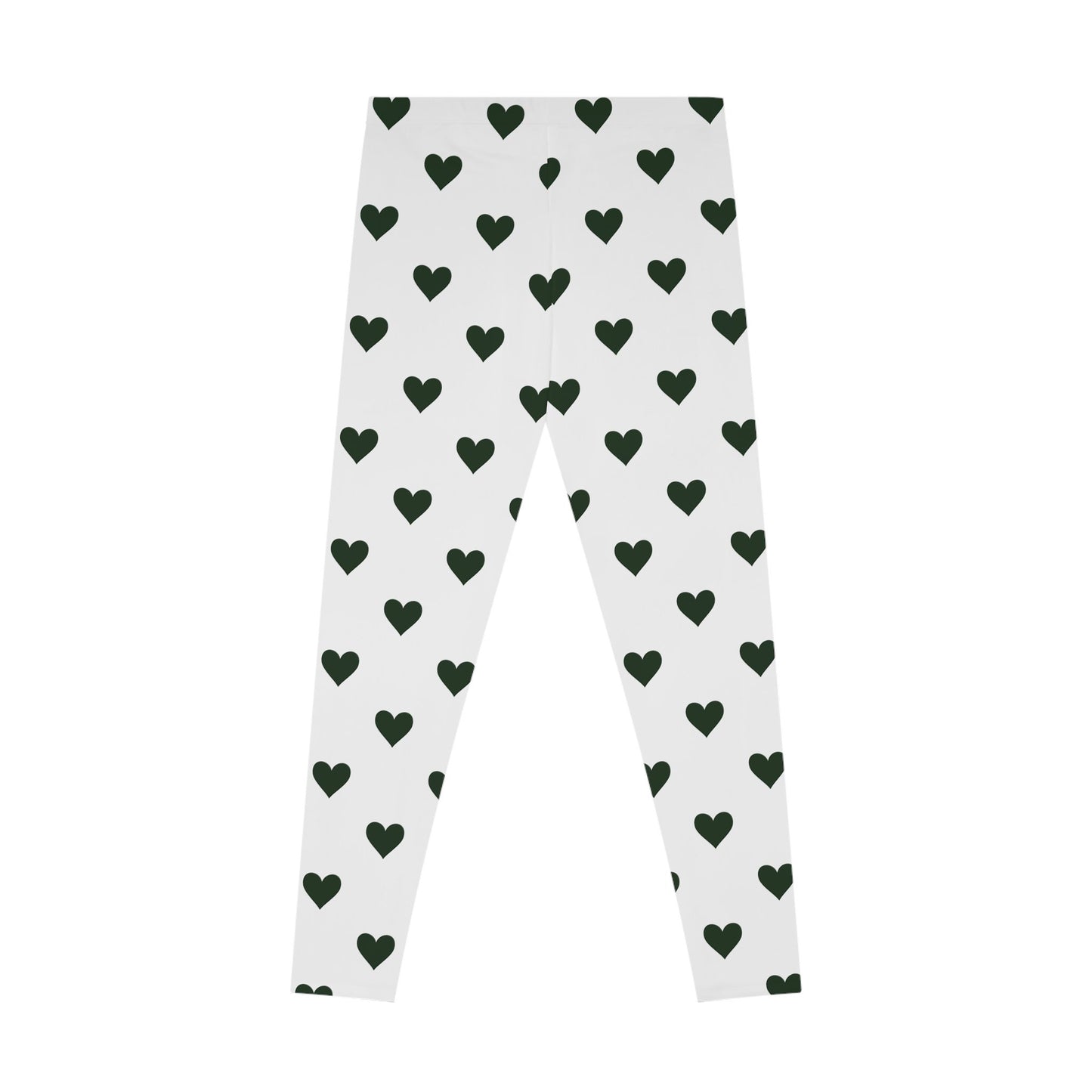 Stretchy White and Green Heart Leggings