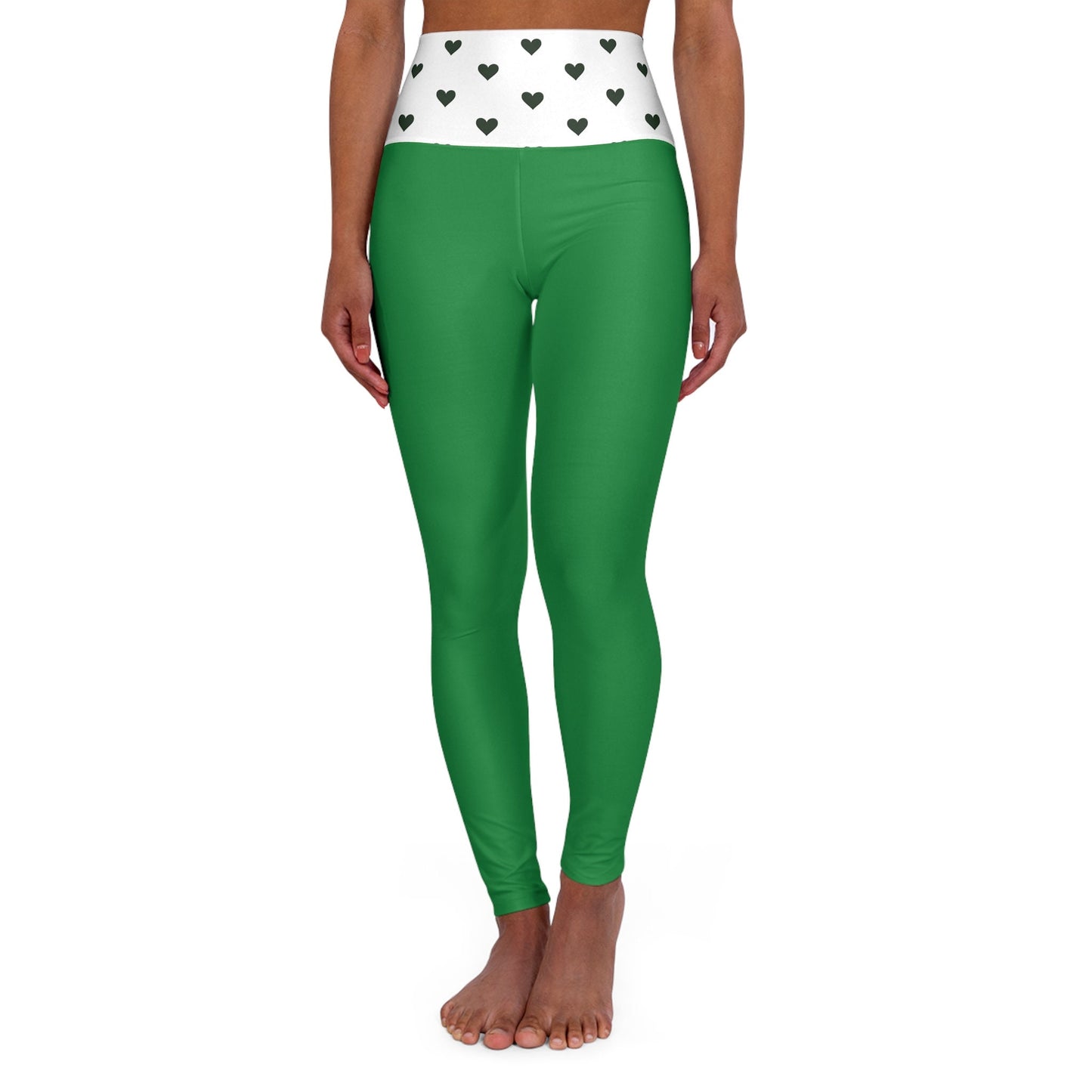 High Waisted Green Yoga Leggings Skinny Fit