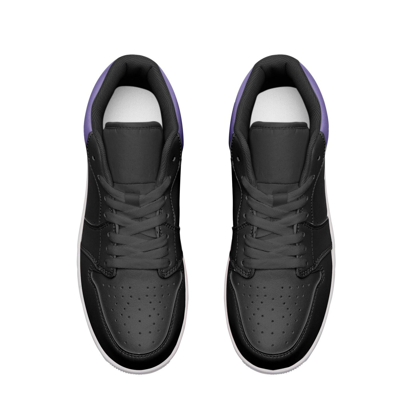 Black and Purple Unisex Low Top Leather Sneakers