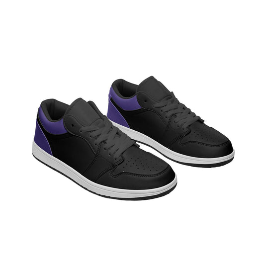 Black and Purple Unisex Low Top Leather Sneakers
