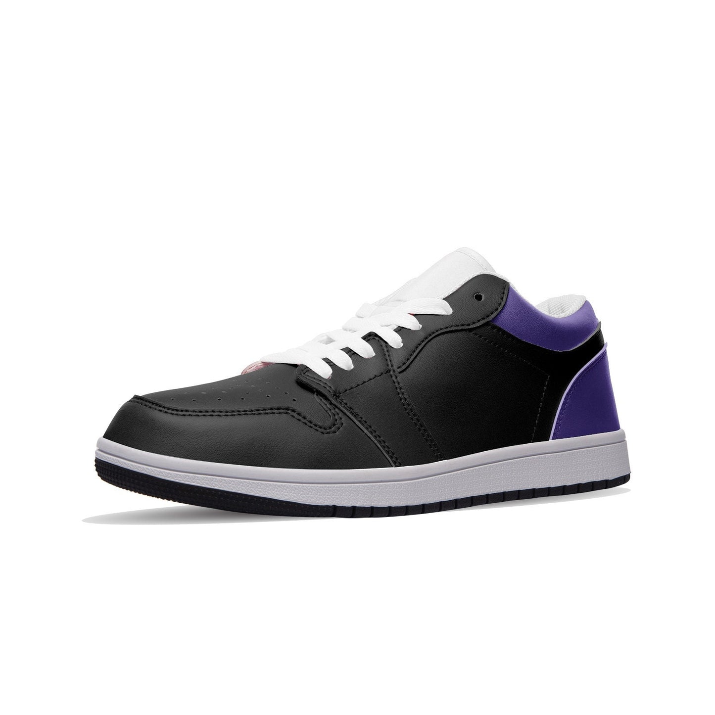 Black and Purple Unisex Low Top Leather Sneakers