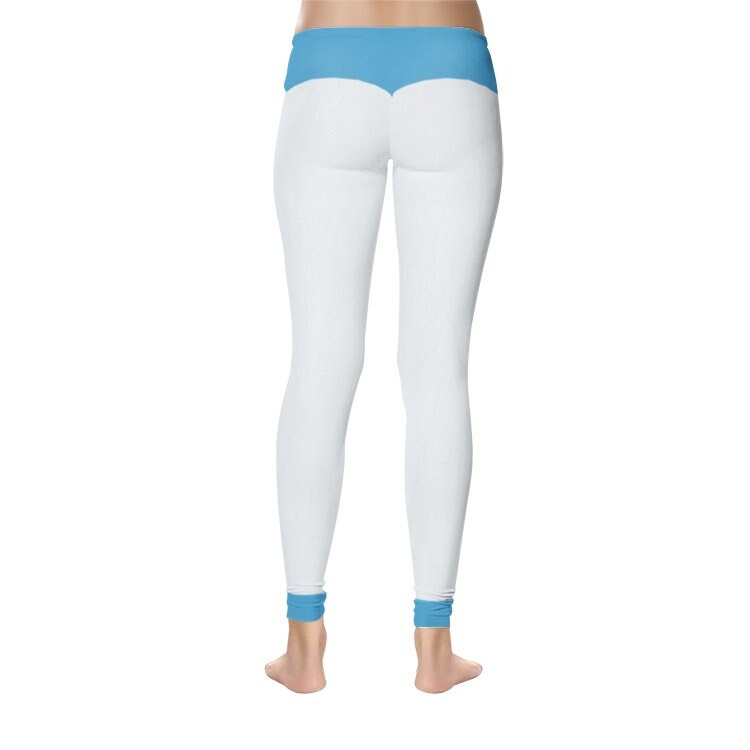 White and Blue Leggings Women's Temp Control Cotton Leggings