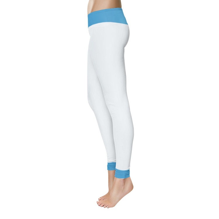 White and Blue Leggings Women's Temp Control Cotton Leggings