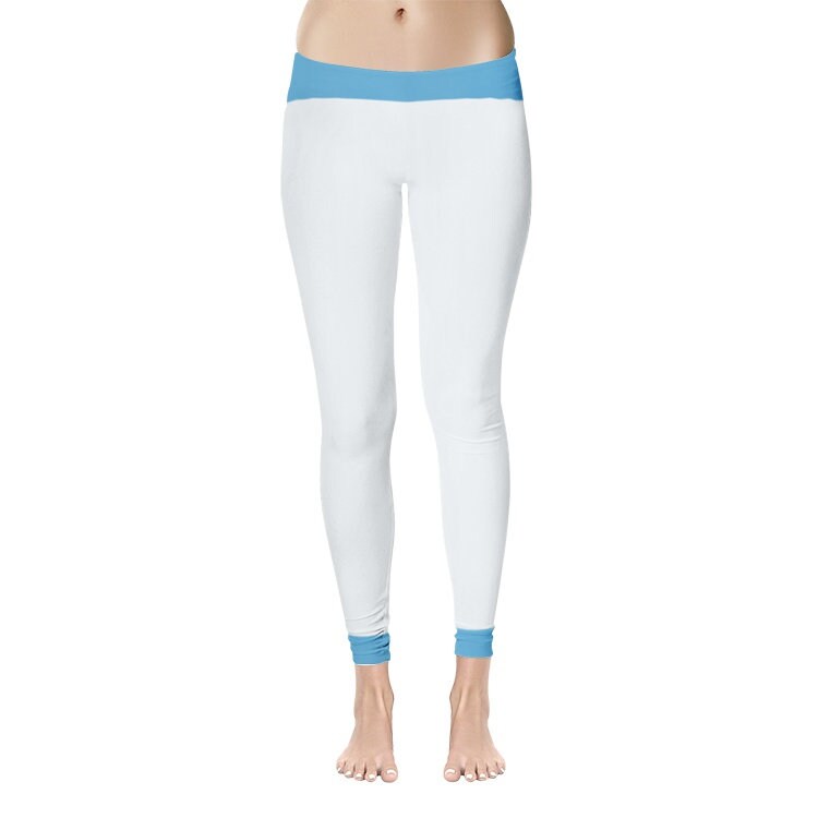 White and Blue Leggings Women's Temp Control Cotton Leggings