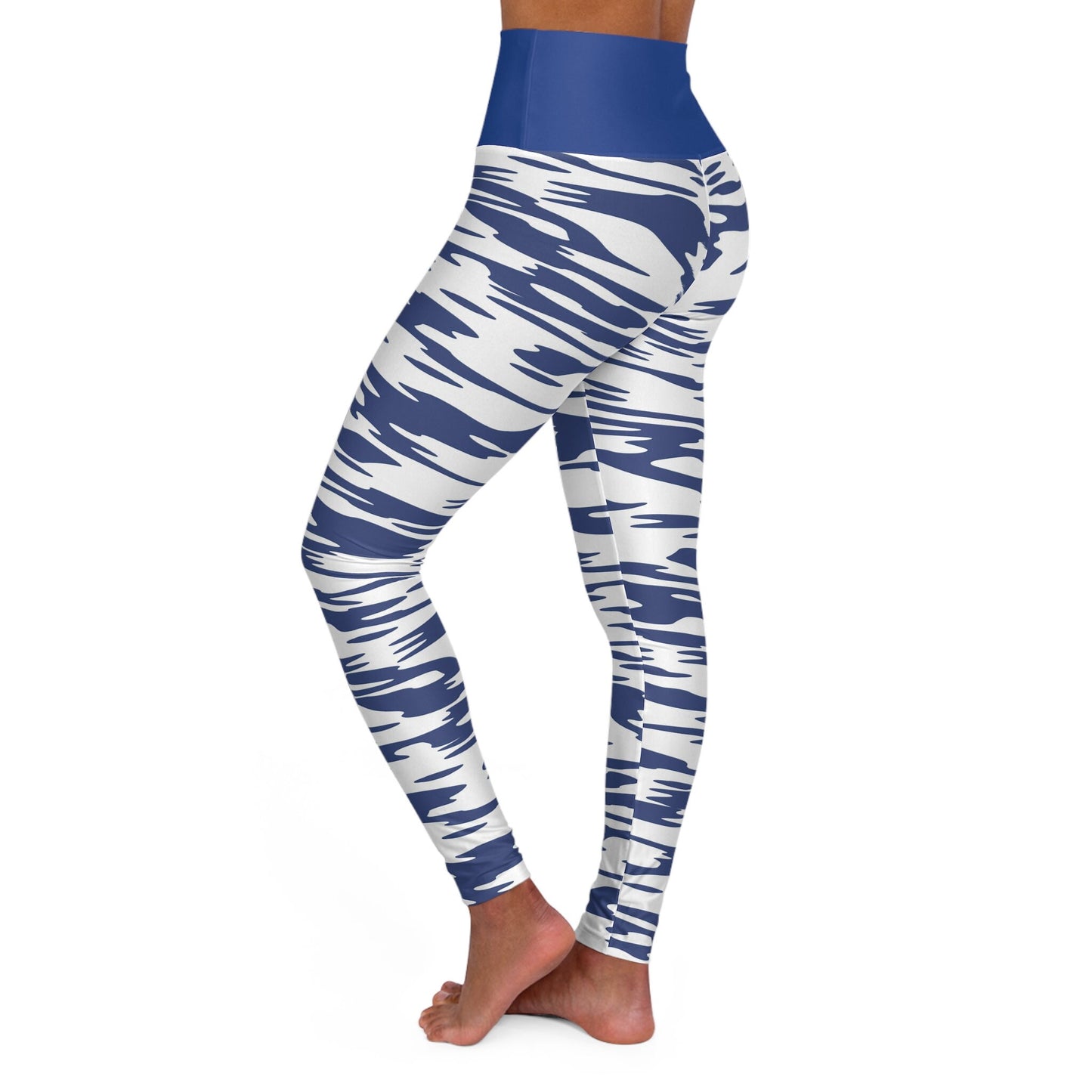 High Waisted Blue Yoga Leggings Skinny Fit Size Up