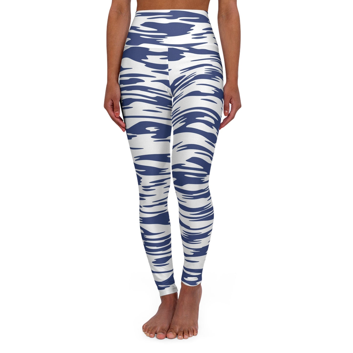 High Waisted Blue Yoga Leggings Skinny Fit Size Up