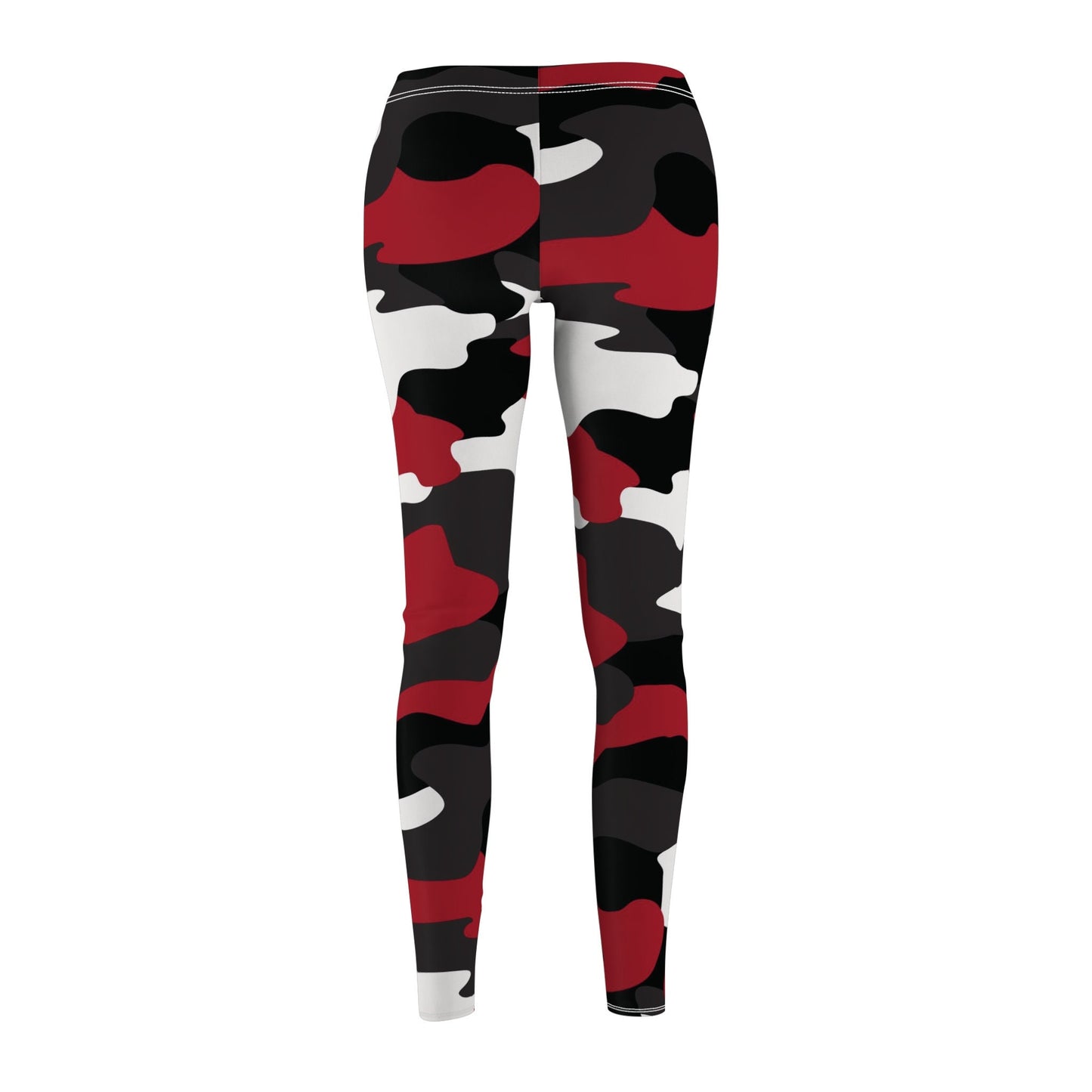 Women's Cut & Sew Red Camo Casual Leggings Skinny Fit Run True to Size