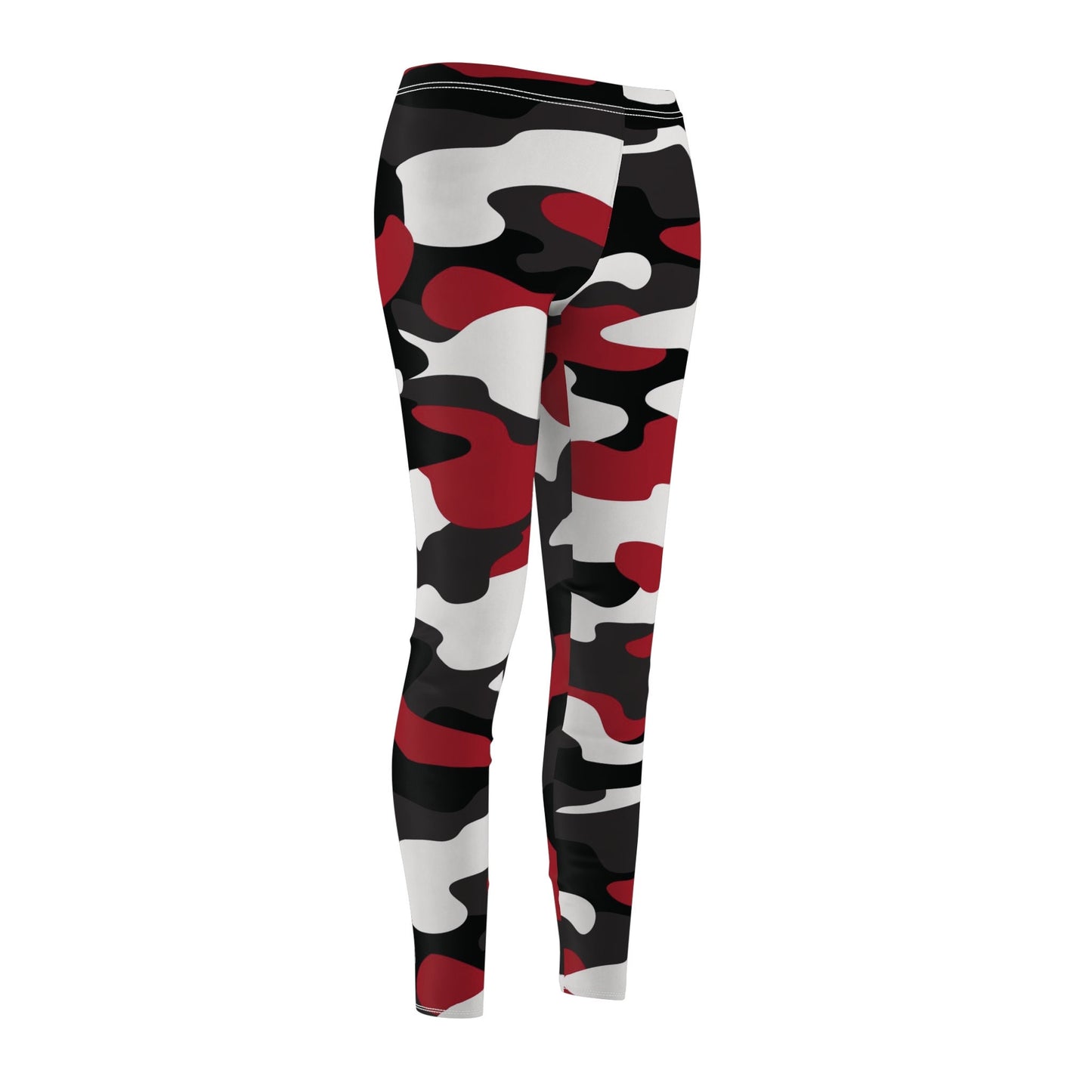 Women's Cut & Sew Red Camo Casual Leggings Skinny Fit Run True to Size