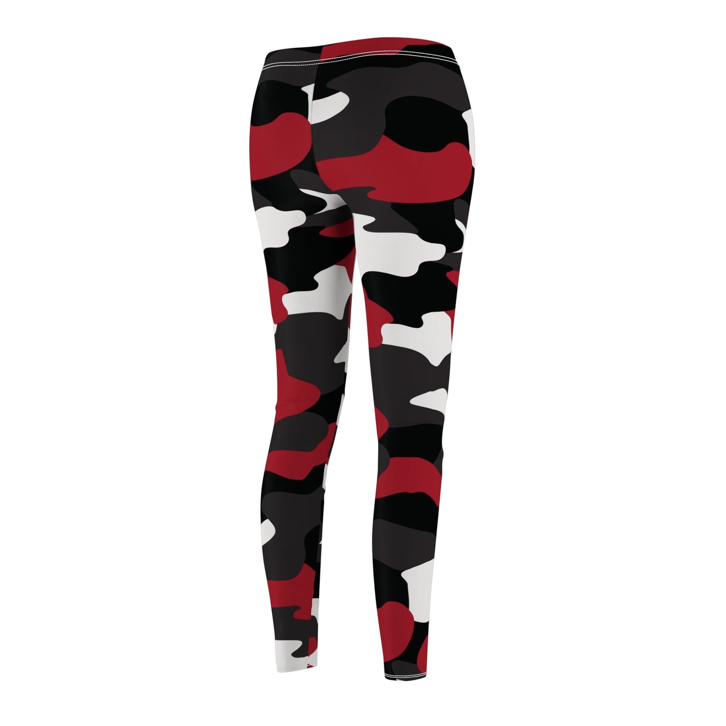 Women's Cut & Sew Red Camo Casual Leggings Skinny Fit Run True to Size