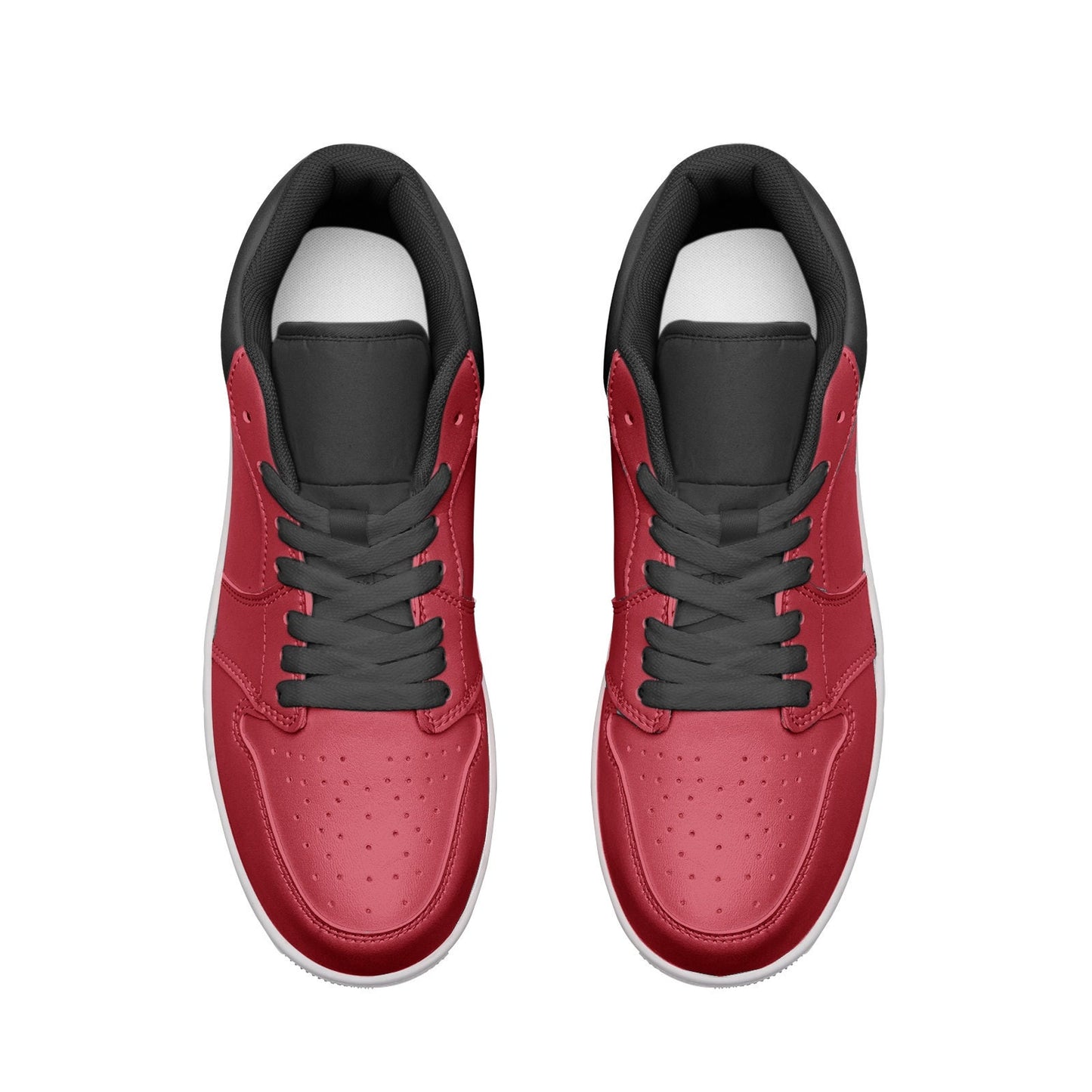 Unisex Low Top Leather Red and Black Sneakers