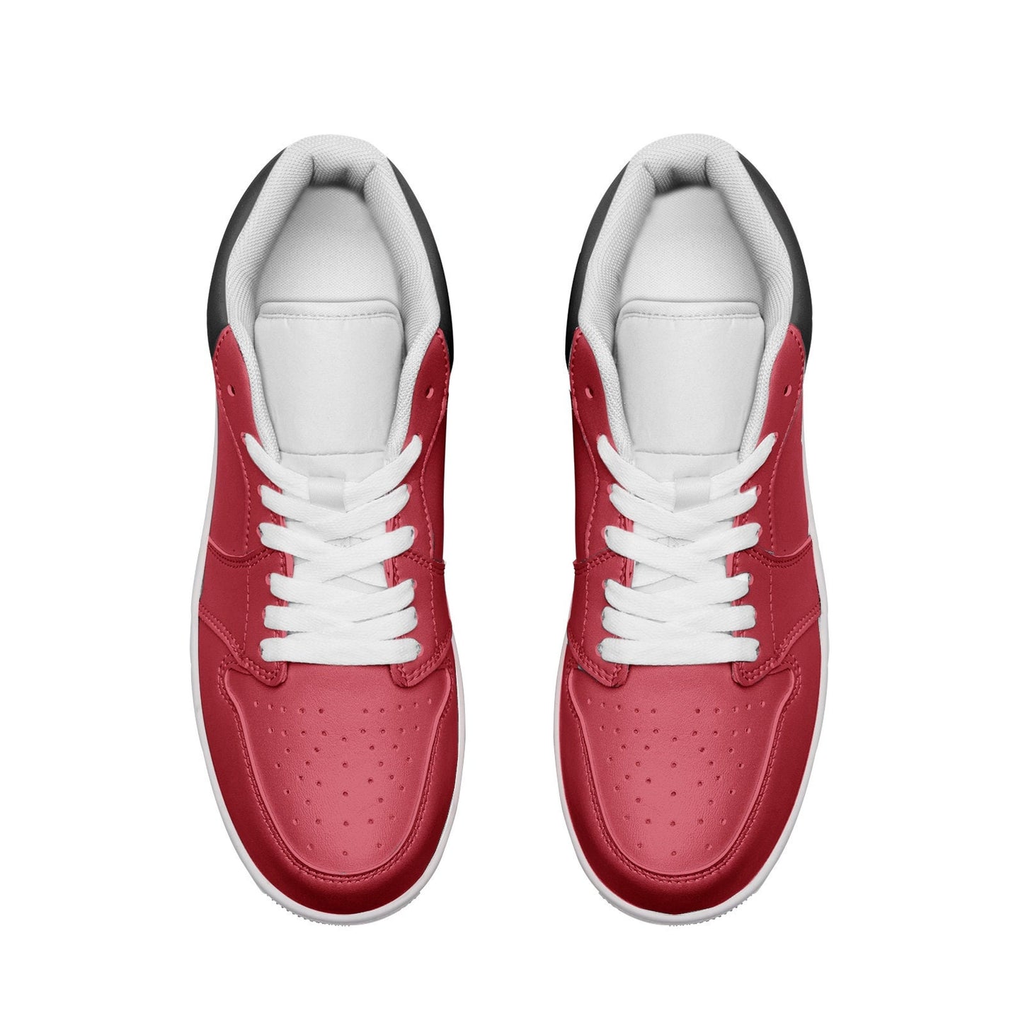 Unisex Low Top Leather Red and Black Sneakers