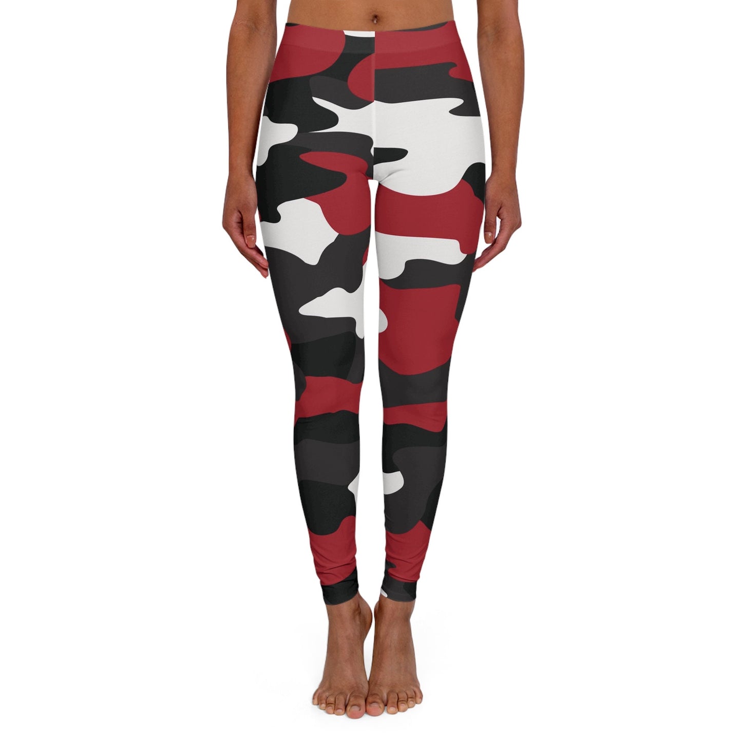 Women's Red Camo Spandex Leggings Skinny Fit