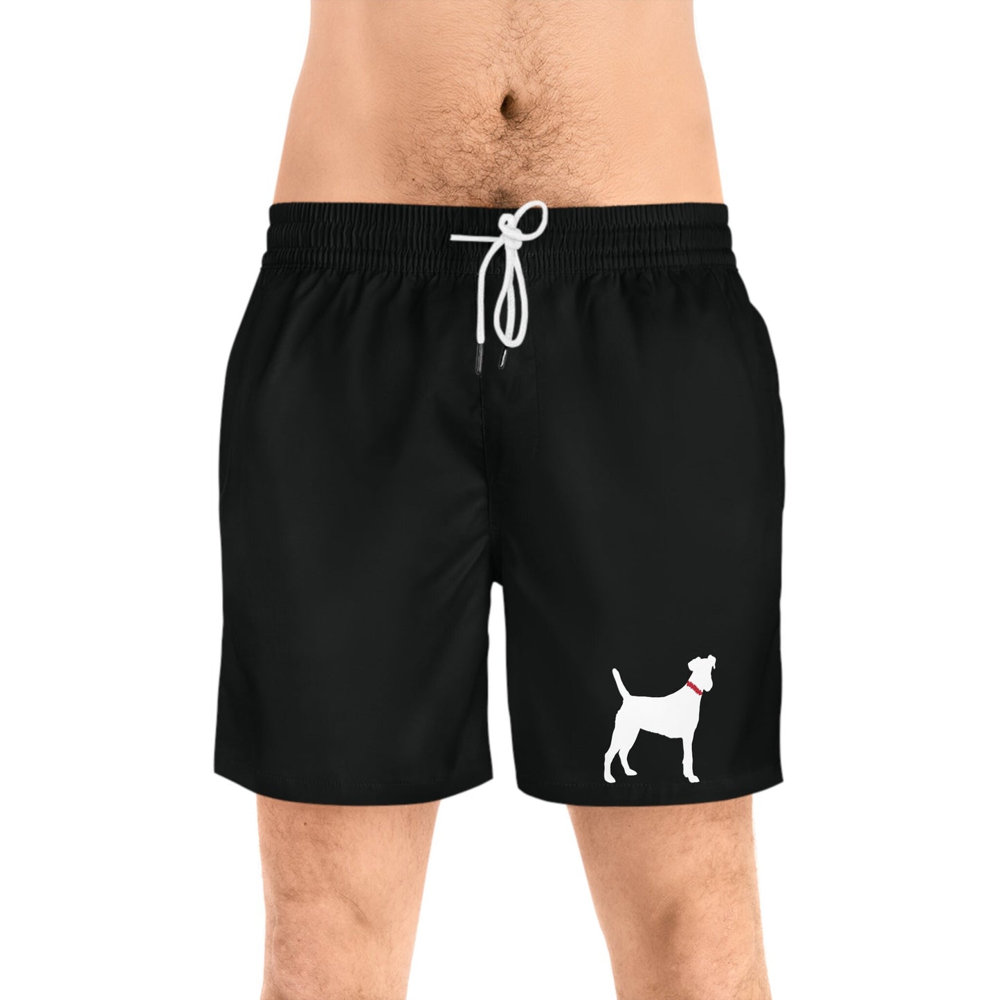 Men's Mid-Length black dog Swim Shorts
