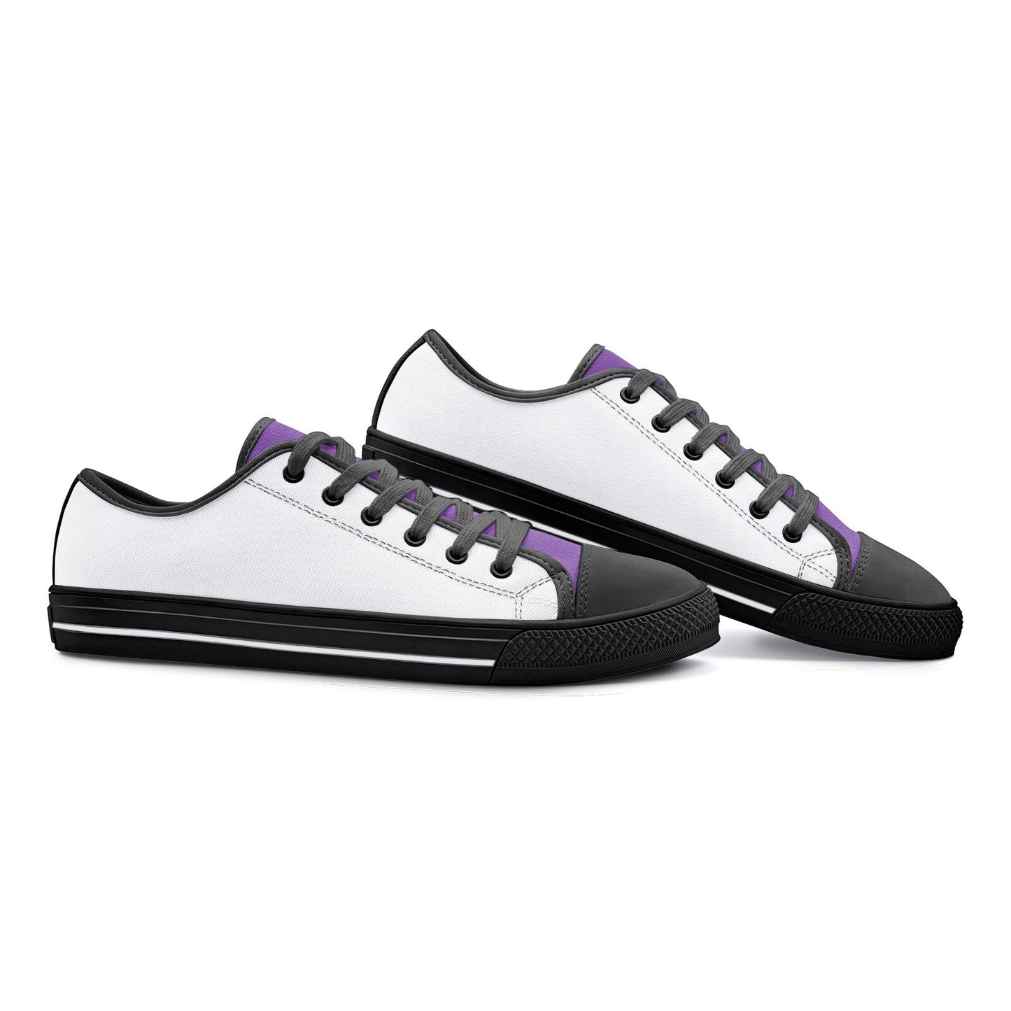 Unisex Low Top Canvas Purple and White Shoes