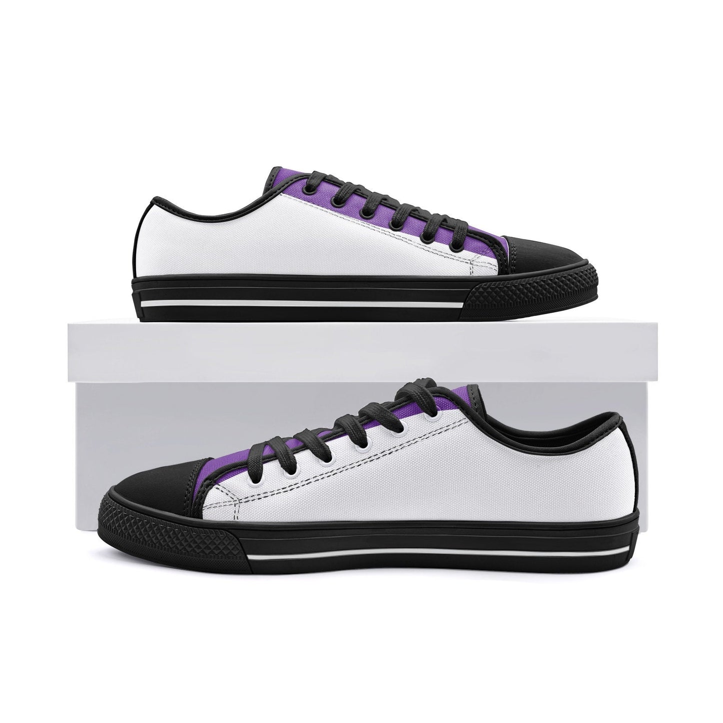 Unisex Low Top Canvas Purple and White Shoes