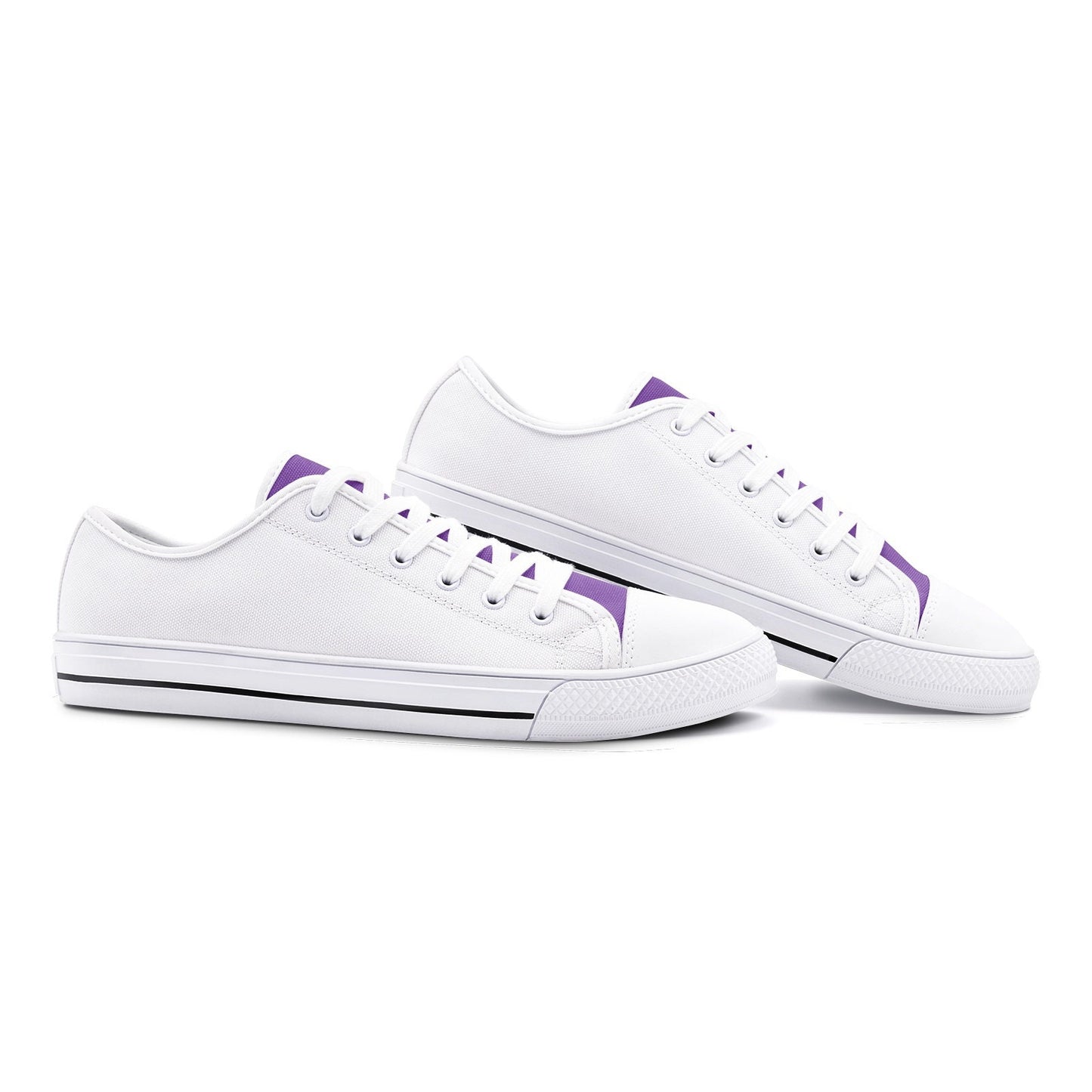 Unisex Low Top Canvas Purple and White Shoes