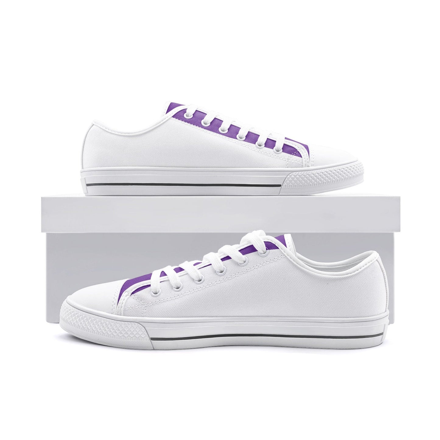 Unisex Low Top Canvas Purple and White Shoes