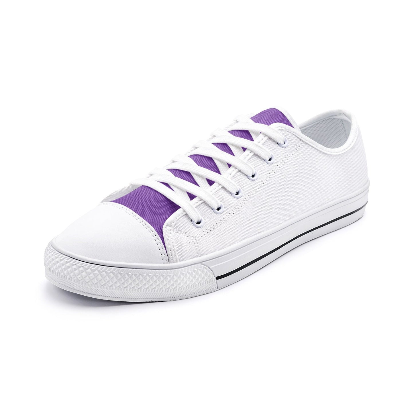 Unisex Low Top Canvas Purple and White Shoes