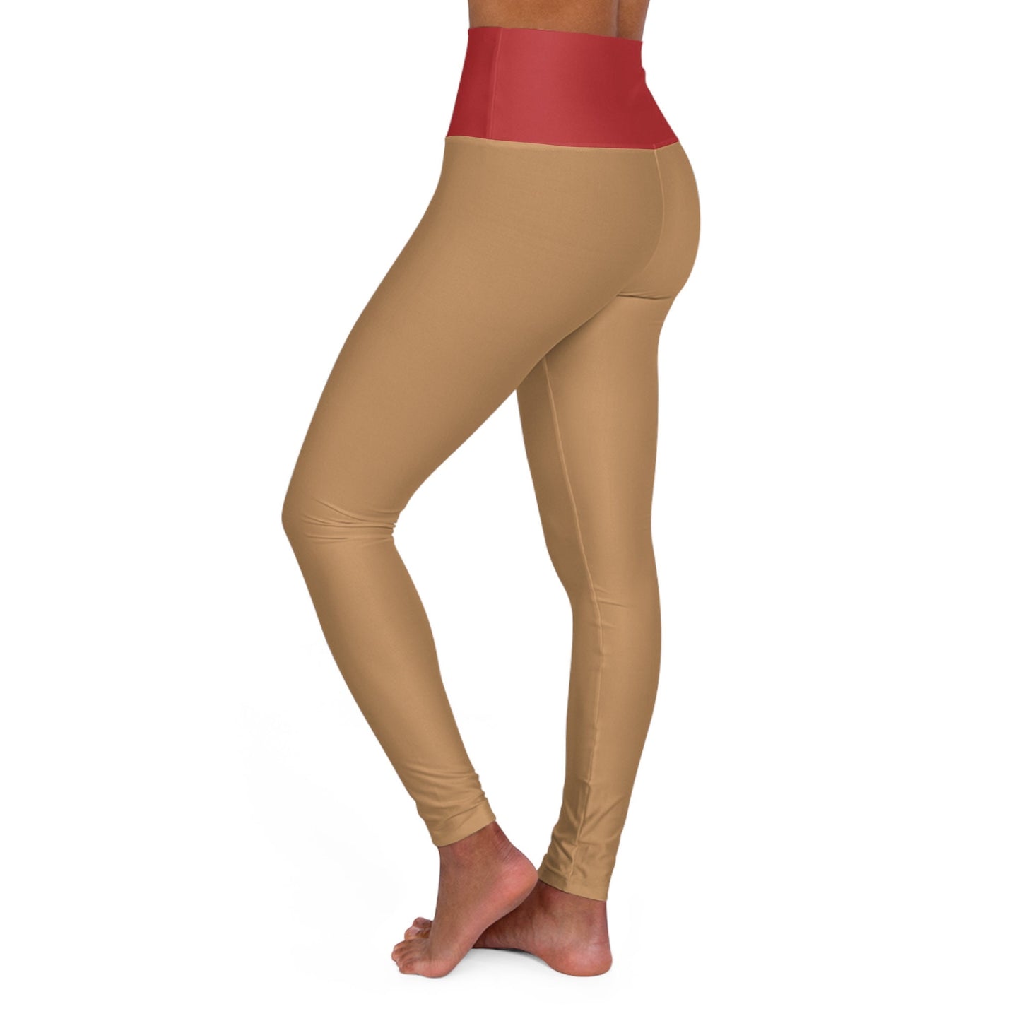 High Waisted Red and Gold Yoga Leggings Size UP