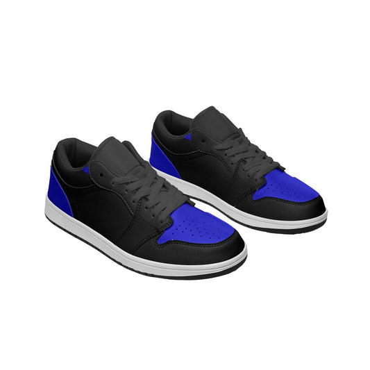 Black and Blue Sneakers Unisex Low Top Leather Sneakers