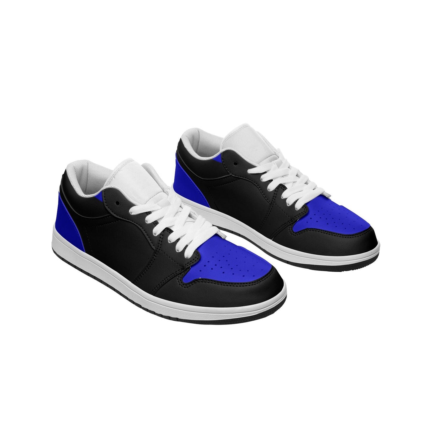 Black and Blue Sneakers Unisex Low Top Leather Sneakers