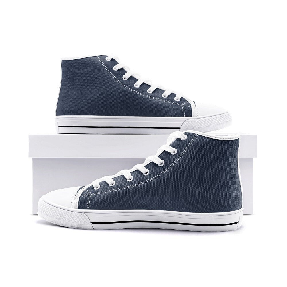 Navy Blue Sneakers Unisex High Top Canvas Shoes