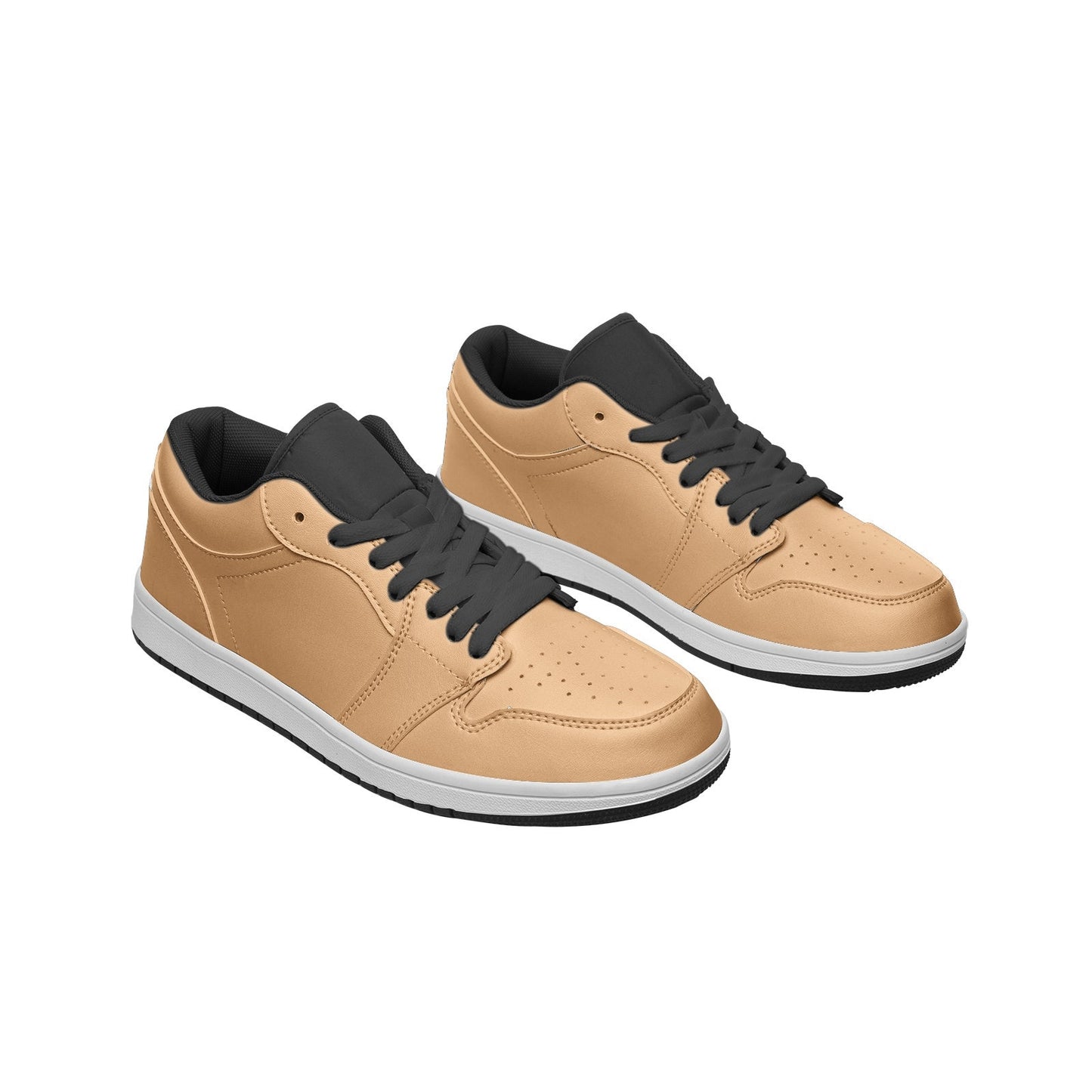 Unisex Low Top Leather Light Brown and Tan Sneakers