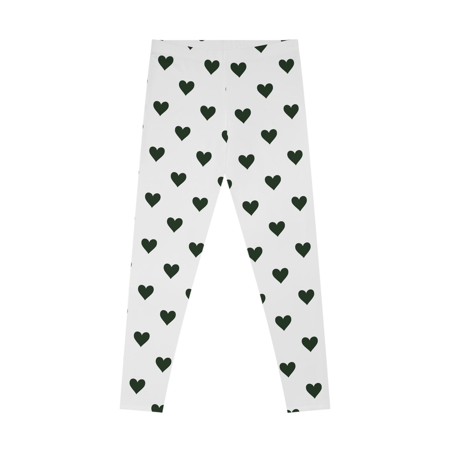 Stretchy White and Green Heart Leggings