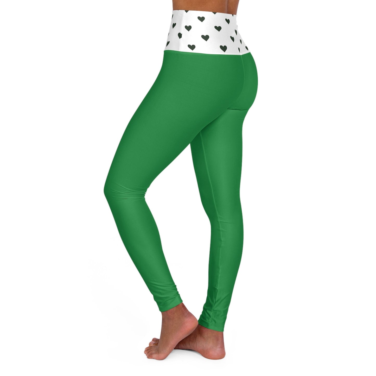 High Waisted Green Yoga Leggings Skinny Fit