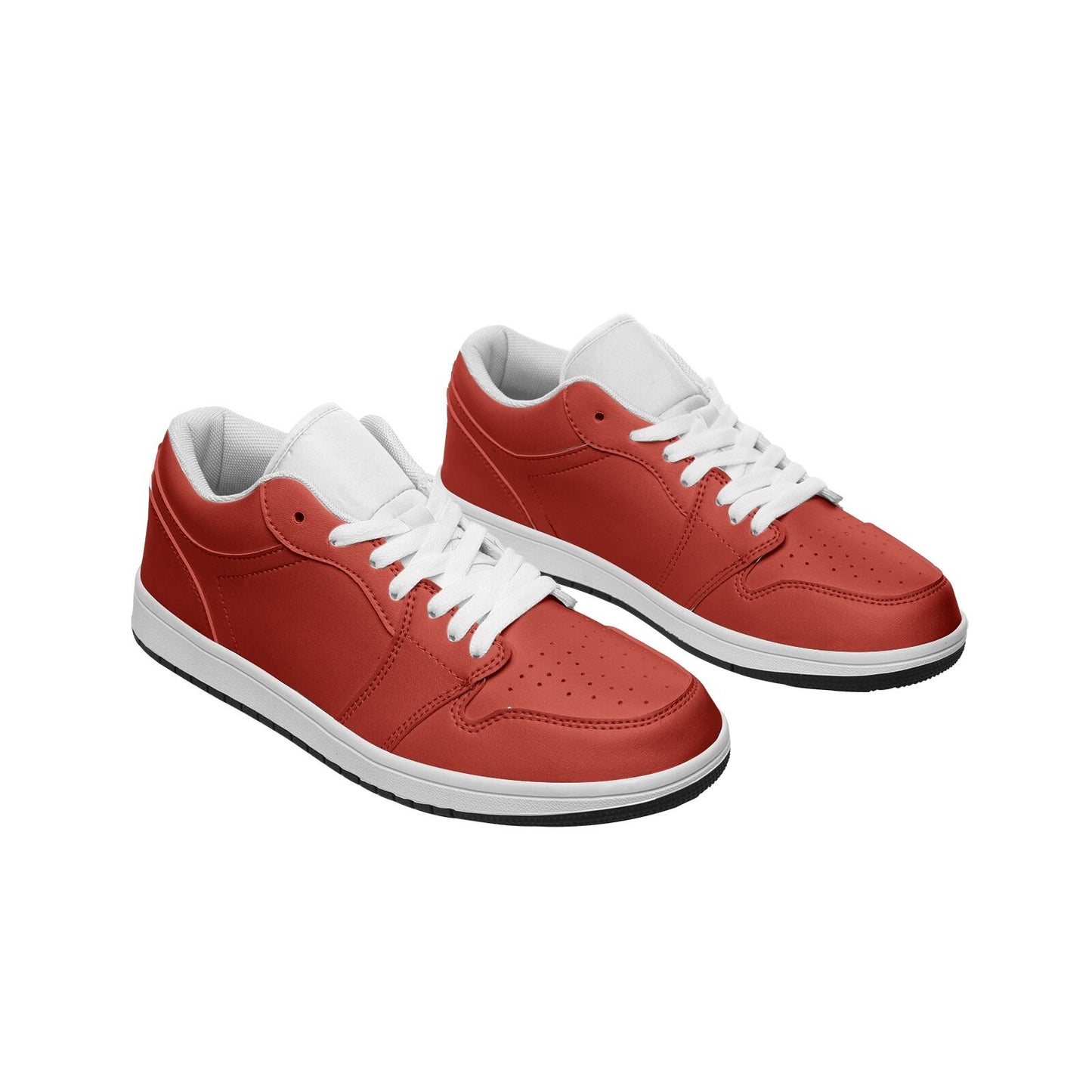Unisex Low Top Leather Orange Sneakers