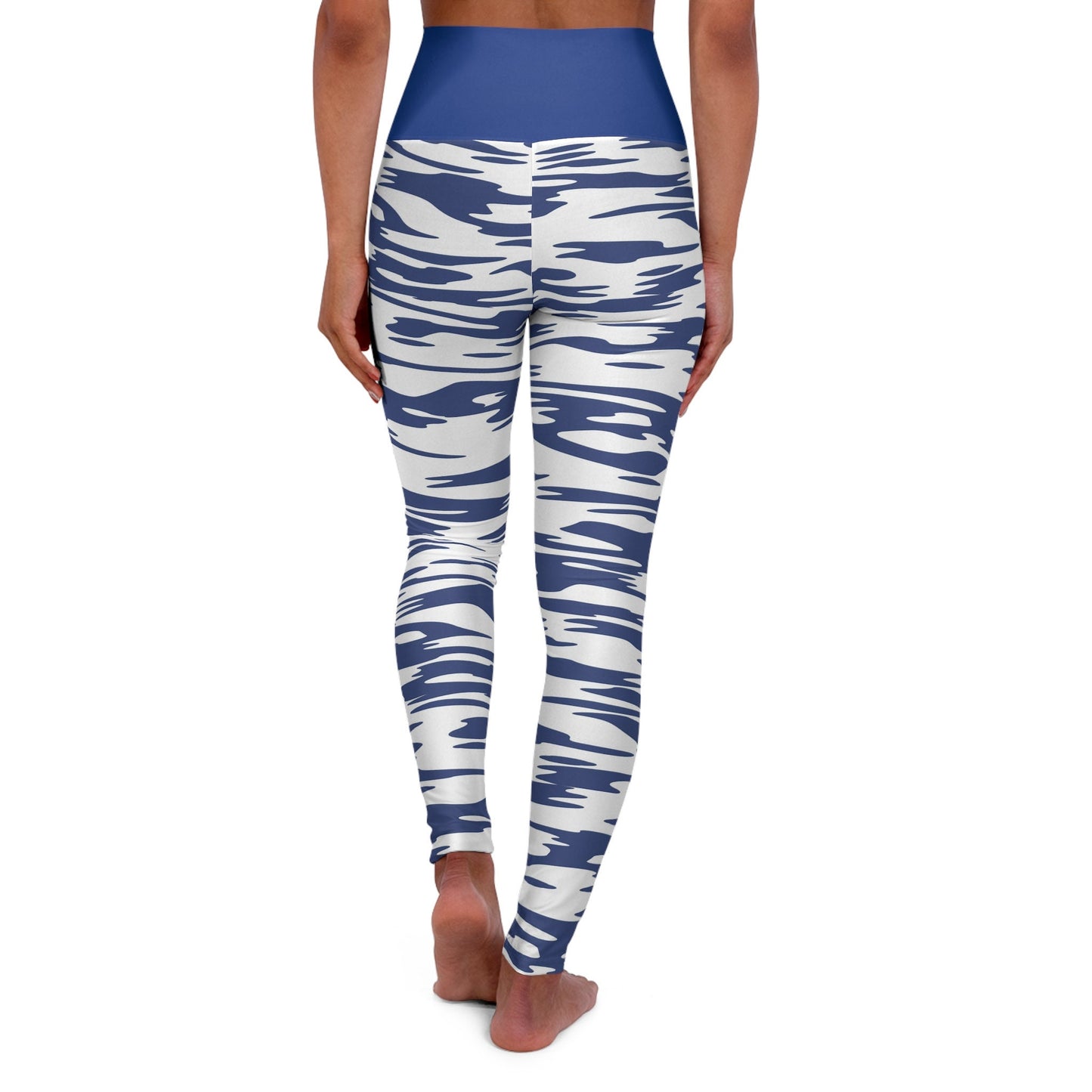 High Waisted Blue Yoga Leggings Skinny Fit Size Up