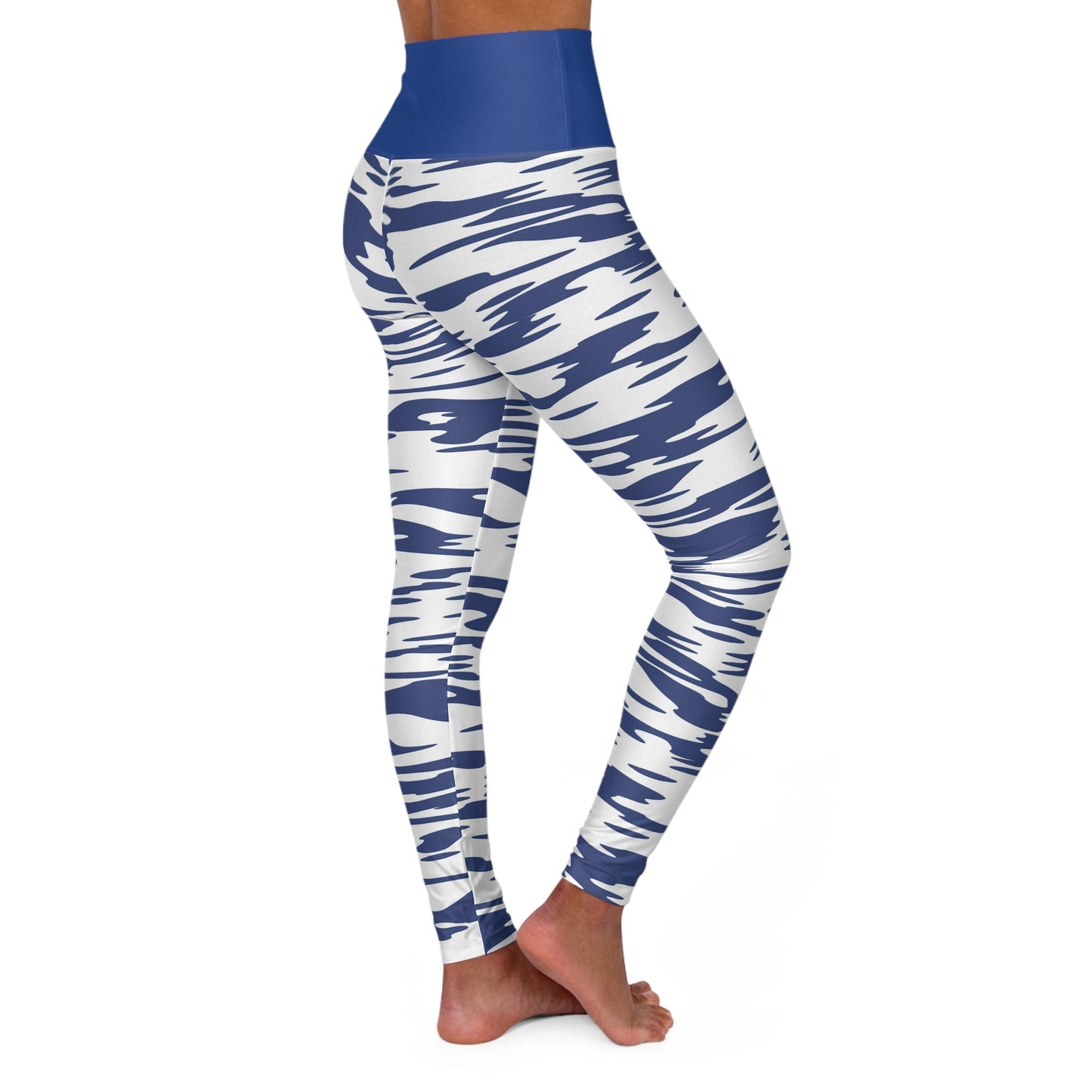 High Waisted Blue Yoga Leggings Skinny Fit Size Up