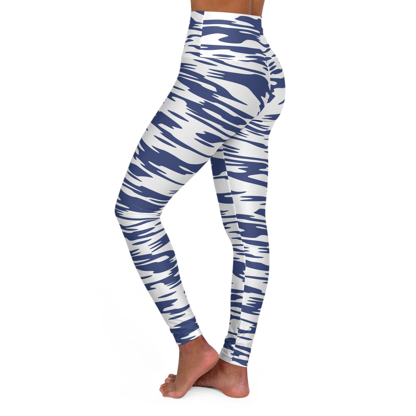 High Waisted Blue Yoga Leggings Skinny Fit Size Up