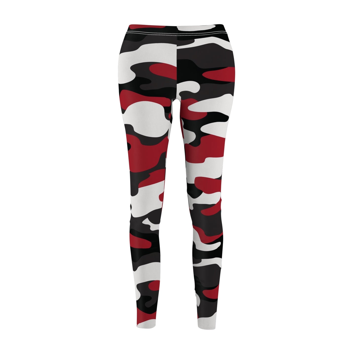 Women's Cut & Sew Red Camo Casual Leggings Skinny Fit Run True to Size