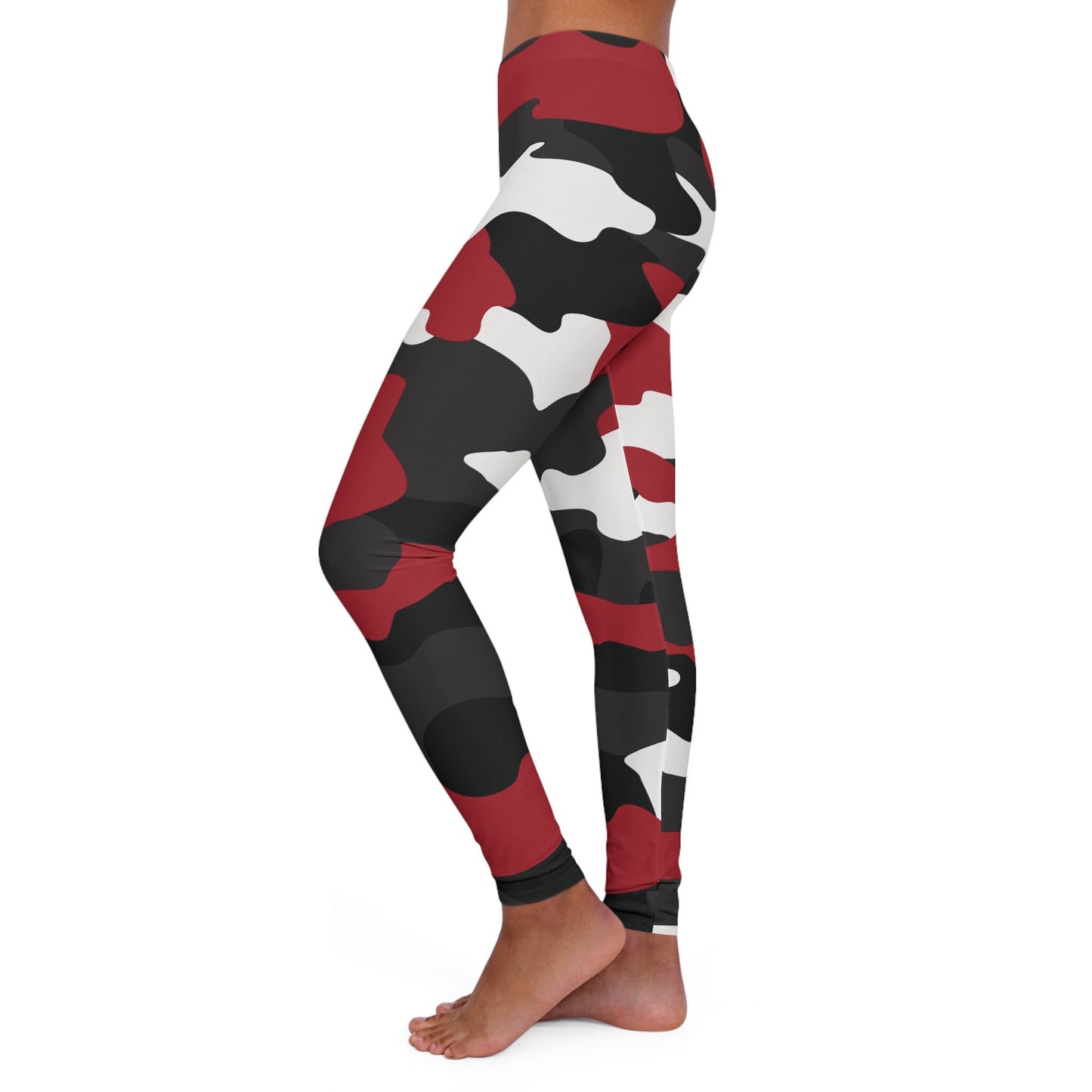 Women's Red Camo Spandex Leggings Skinny Fit