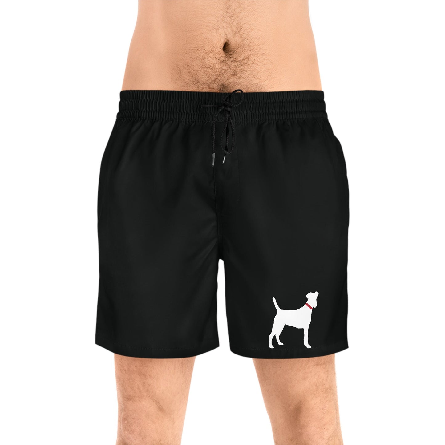 Men's Mid-Length black dog Swim Shorts