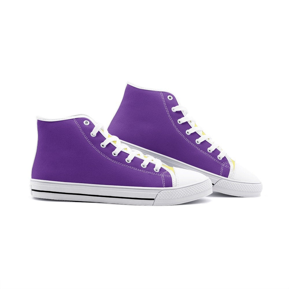 Purple and Gold Unisex High Top Canvas Shoes