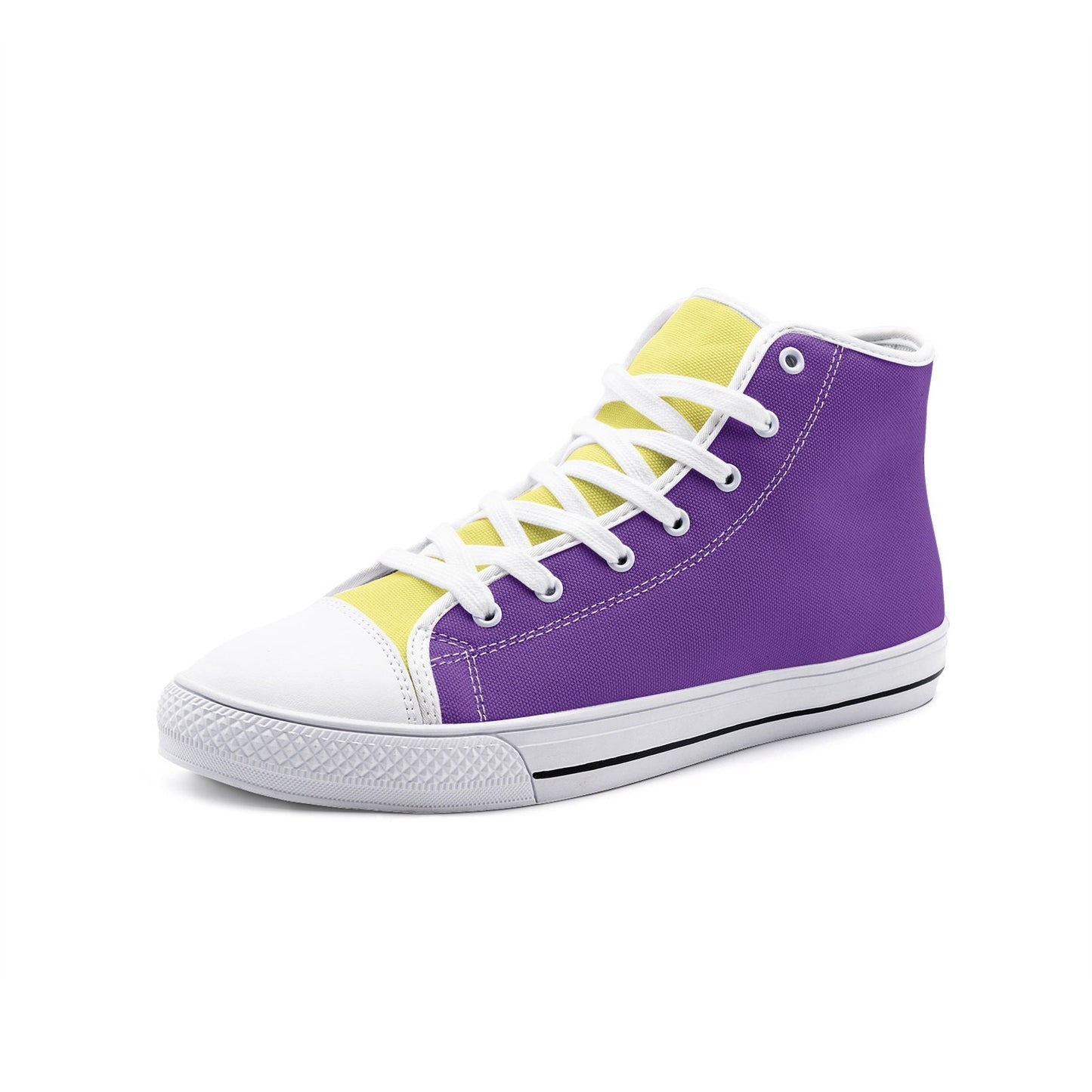Purple and Gold Unisex High Top Canvas Shoes