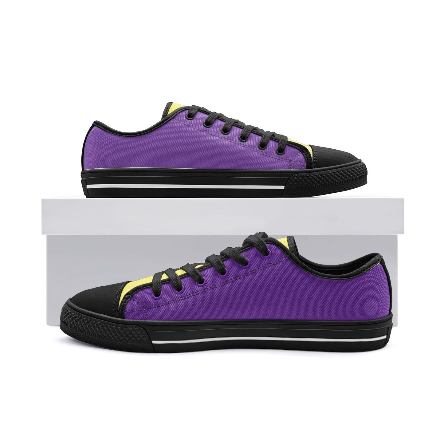 Unisex Low Top Canvas Purple and Gold Shoes