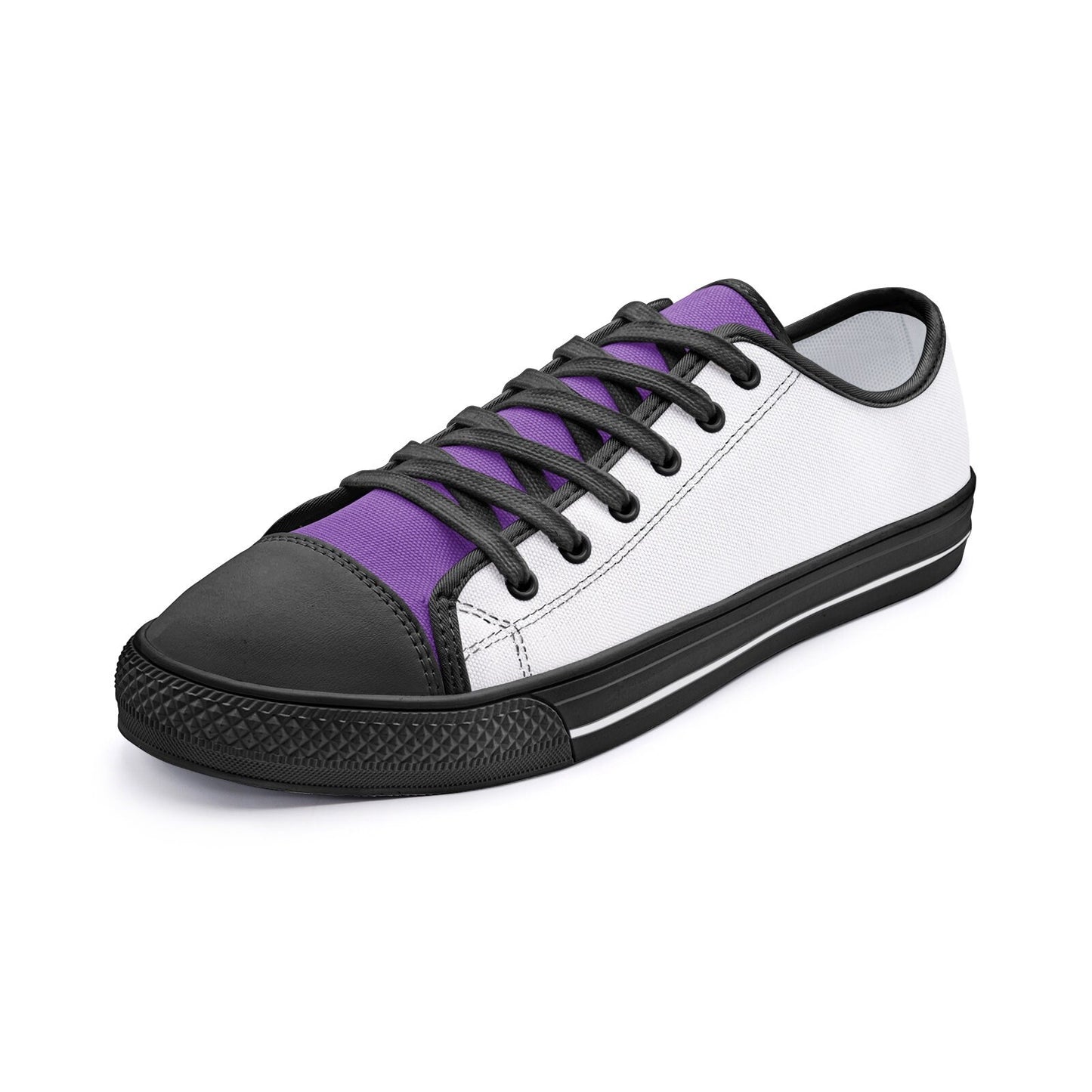 Unisex Low Top Canvas Purple and White Shoes