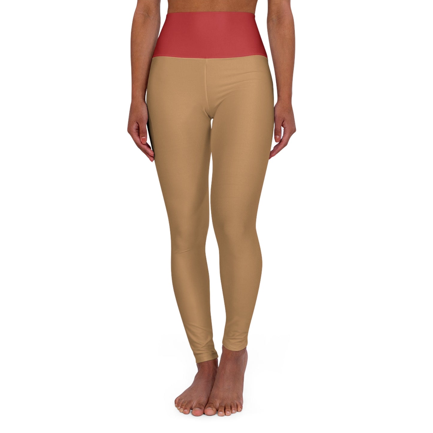 High Waisted Red and Gold Yoga Leggings Size UP