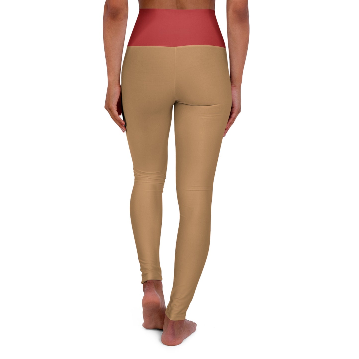 High Waisted Red and Gold Yoga Leggings Size UP