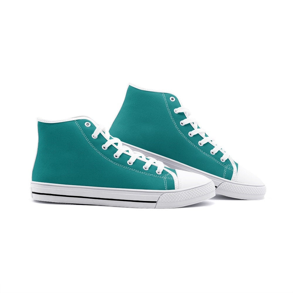 Teal High Top Sneakers Canvas Shoes Unisex