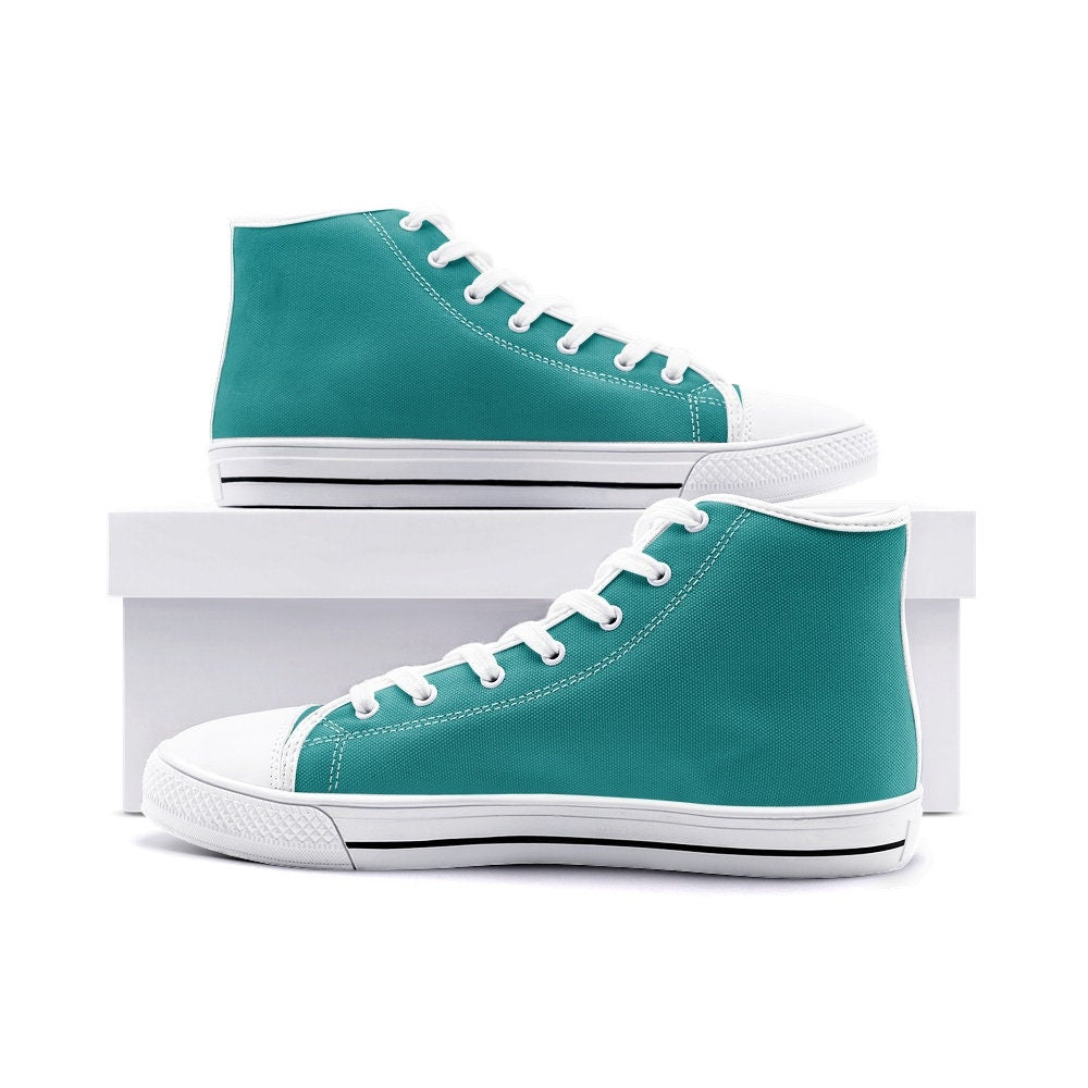 Teal High Top Sneakers Canvas Shoes Unisex
