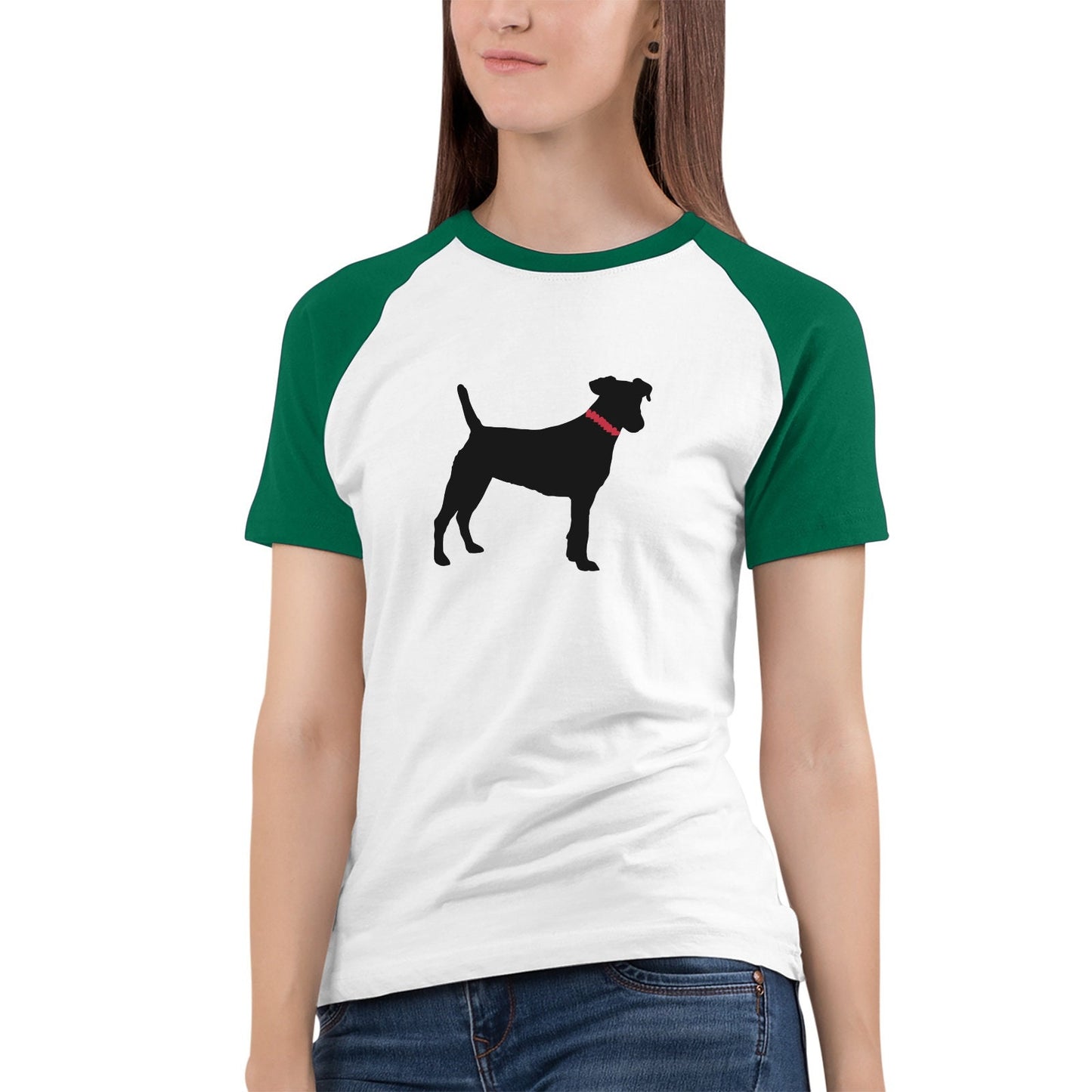 Black Dog T-Shirts Women's Premium Cotton Raglan Tshirts